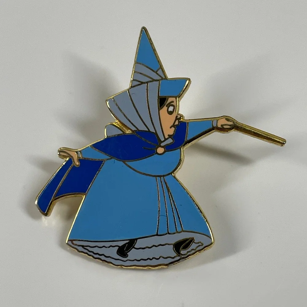Disney Merryweather Fairy Pin Blue Vintage Sleeping Beauty Enamel Gold Tone